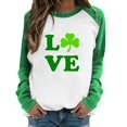 thumbnail image 1 of Spring Tops for Women Raglan Long Sleeved Top New Raglan Saint Dwarf Print Spliced T Shirts for Women Green XXXL, 1 of 4