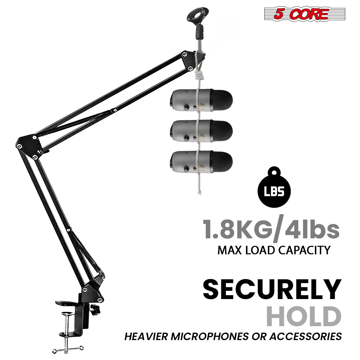 Microphone Arm Stand Upgraded Adjustable Suspension Boom Scissor Arm Mic Holder with Pop Filter 3/8" to 5/8" Adapter Mic Clip Shock Mount Cable Ties ARM SET 16