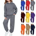 thumbnail image 2 of Girls Sweatsuit Kids Boys Sweat Suit Two Piece Outfits Jogger Set Sweatpants and Hooded Clothing Sets Activewear,Dark Gray 12-13 Years, 2 of 7