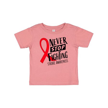 

Inktastic Never Stop Fighting Stroke Awareness Red Ribbon Gift Baby Boy or Baby Girl T-Shirt
