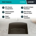 thumbnail image 3 of 23" x 21" Quartz Kitchen Sink, Single Bowl Sink, Drop-in Sink, Undermount Sink, Granite Kitchen Sink, Galaxy Mocha Kitchen Sink, with Steel Grid and Basket Strainer, Lexicon Platinum LP-2321D-M, 3 of 7