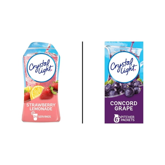 Crystal Light Liquid Strawberry Lemonade 1.62 fl oz & Crystal Light Concord Grape Powdered Drink Mix 6 ct Packets