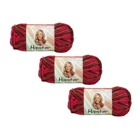 Deborah Norville Collection Hipster Yarn, Raspberry Bush, 3 Skeins (Pack)