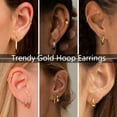 thumbnail image 3 of Turandoss 9 Pairs 14K Rose Gold Plated Chunky Twisted Huggie Hoop Earrings Set for Women Waterproof Thick Lightweight Jewelry Trend Mothers Day Birthday Gifts for Women, 3 of 9