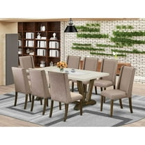 East West Furniture 7-Piece Modern Dining Table Set - 6 Parsons Dining Room Chairs and Rectangular Table Hardwood Structure