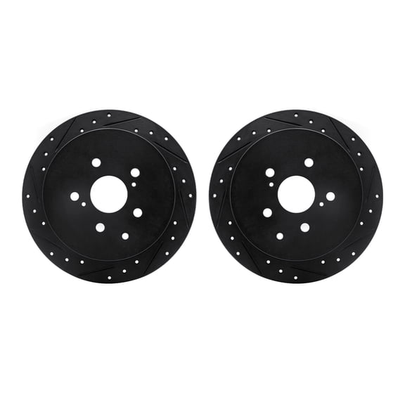 Dynamic Friction Company Rear Brake Rotors-Drilled and Slotted-Black 8002-76119