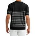 thumbnail image 3 of INSPIRE CHIC Men's Striped Polo Shirt Regular Fit Short Sleeves Button Down Collared Knit Golf Shirts S Black, 3 of 6