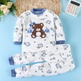 thumbnail image 1 of Cowsor 2 Piece Pajamas Set Kids Sleepwear Cartoon Printed Nightwear Cotton Long Sleeve Shirt Pants Loungewear, 1 of 5
