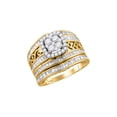 thumbnail image 1 of FB Jewels 14kt Yellow Gold Round Diamond Cluster Bridal Wedding Ring Band Set 1-1/2 Cttw Size 7, 1 of 1