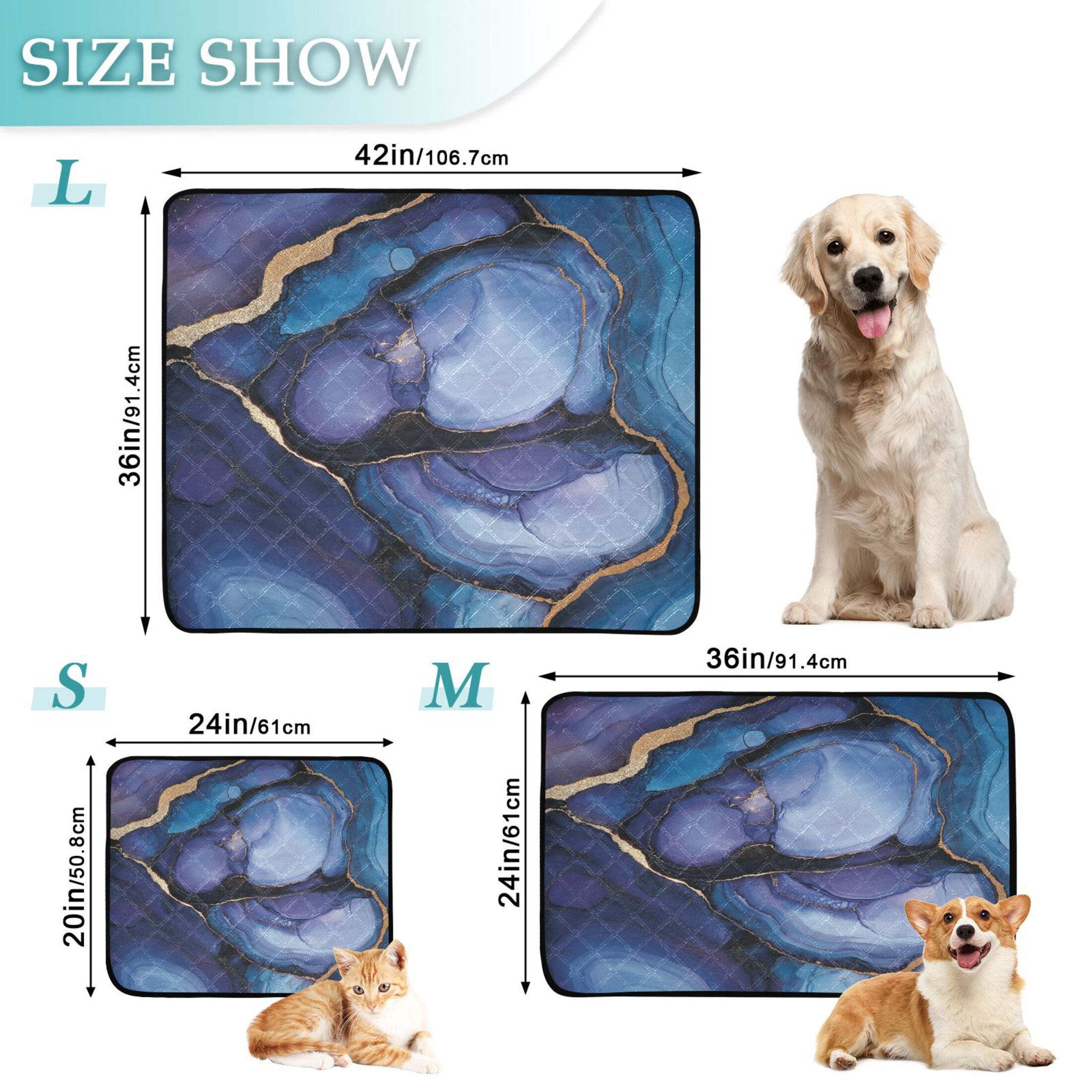 Qxltty Puddle Veined Marble Cat litter Pads Pet Set of 3 Diaper Mats Center Anti-leakage Layer Absorbent Soft and Comfortable