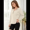 thumbnail image 4 of Sudadera con Capucha para Mujer, Cuello Abotonado, Cordón Ajustable, Sudadera Informal de Larga, Camisetas. Albaricoque XL, 4 of 10