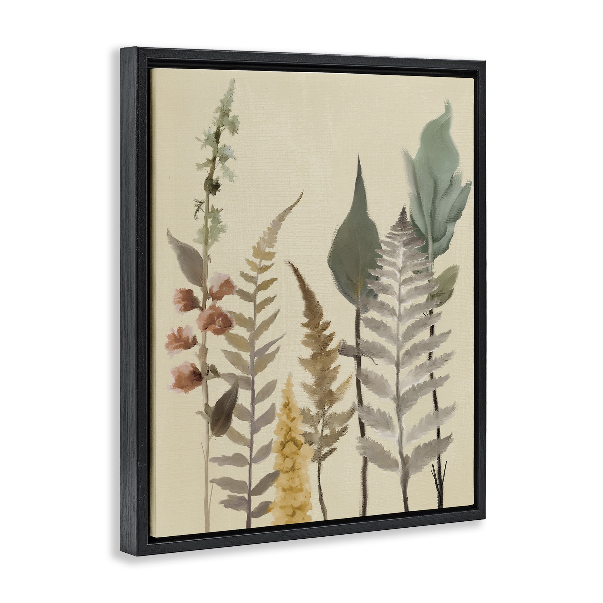 Stupell Industries Fall Botanicals Forest Ferns Black Framed Floater Canvas Wall Art, design by Elizabeth Medley