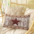 thumbnail image 4 of Red Texas Star Vintage Pillow Covers, Linen Long Throw Pillow Case, Farmhouse Berry Brown Wooden Holiday Pillow Protector Decorative Cushion Cover for Living Room/Bedroom 20" x 36", 4 of 8