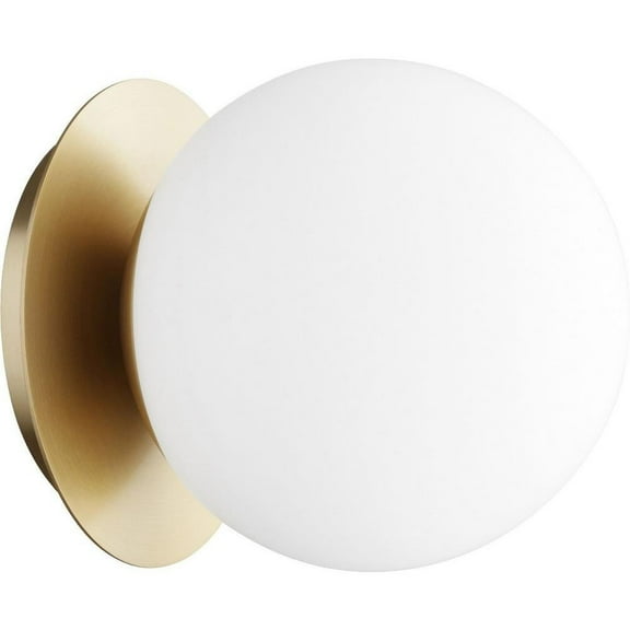 1 Light Wall/Flush Mount with Satin Opal Glass-7 inches H By 6 inches W-Aged Brass Finish Bailey Street Home 183-Bel-2811009