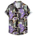 thumbnail image 1 of Camisas Para Hombre Manga Corta Camiseta con botones de solapa para playa y playa con estampado hawaiano para hombre, camiseta de manga corta, ropa de playa (Purple, XL), 1 of 7