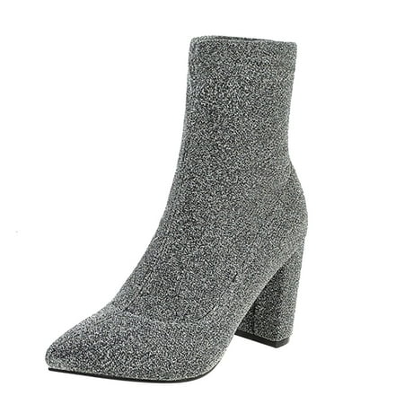 

Fashion Boots Thick Heels High Heels Elastic Short Boots