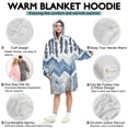 thumbnail image 5 of Wearable Oversized Blanket,Blue Chevron Geometric Boho Pattern Wearable Blanket Hoodie for Adults,Cozy Hooded Blankets with Super Pockets,Super Warm Fuzzy Pullover for Women & Men, 5 of 6