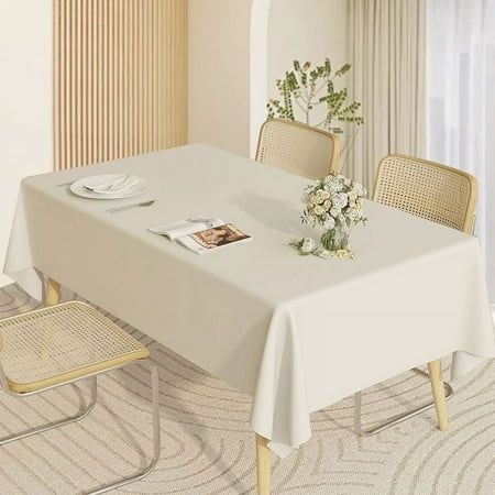 

Nanbowan Thickening Texture Table Cloth Rectangle Table Tablecloth PVC Oil Proof DustProof Wrinkle Resistant Tablecloths Plastic Table Cover for Party and Dining Beige 63x79In