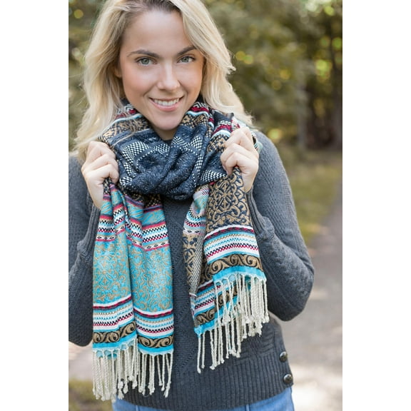Veroma Adult Female Mixed Print Scarf with Fringe