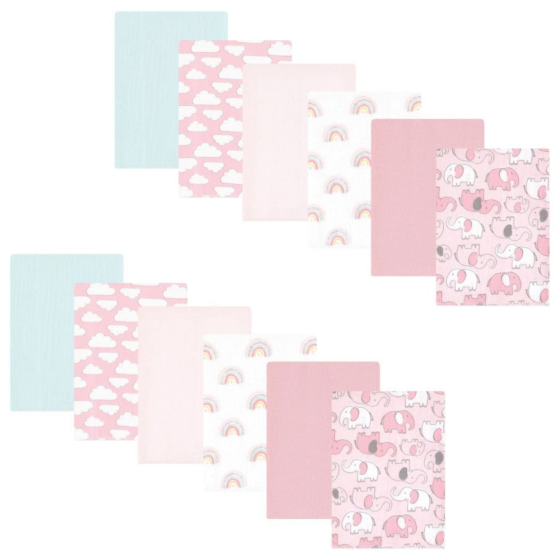 Hudson Baby Unisex Cotton Flannel Burp Cloths, 10 Pack, Purple Dainty Floral Pattern - View #7
