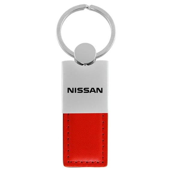 Nissan Duo Rectangular Leather Key Chain (Red)