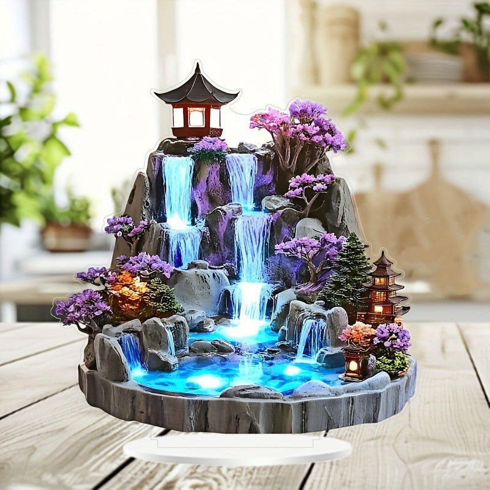 Czzoypi Tabletop Fountain Rockery Waterfall Fountain Indoor