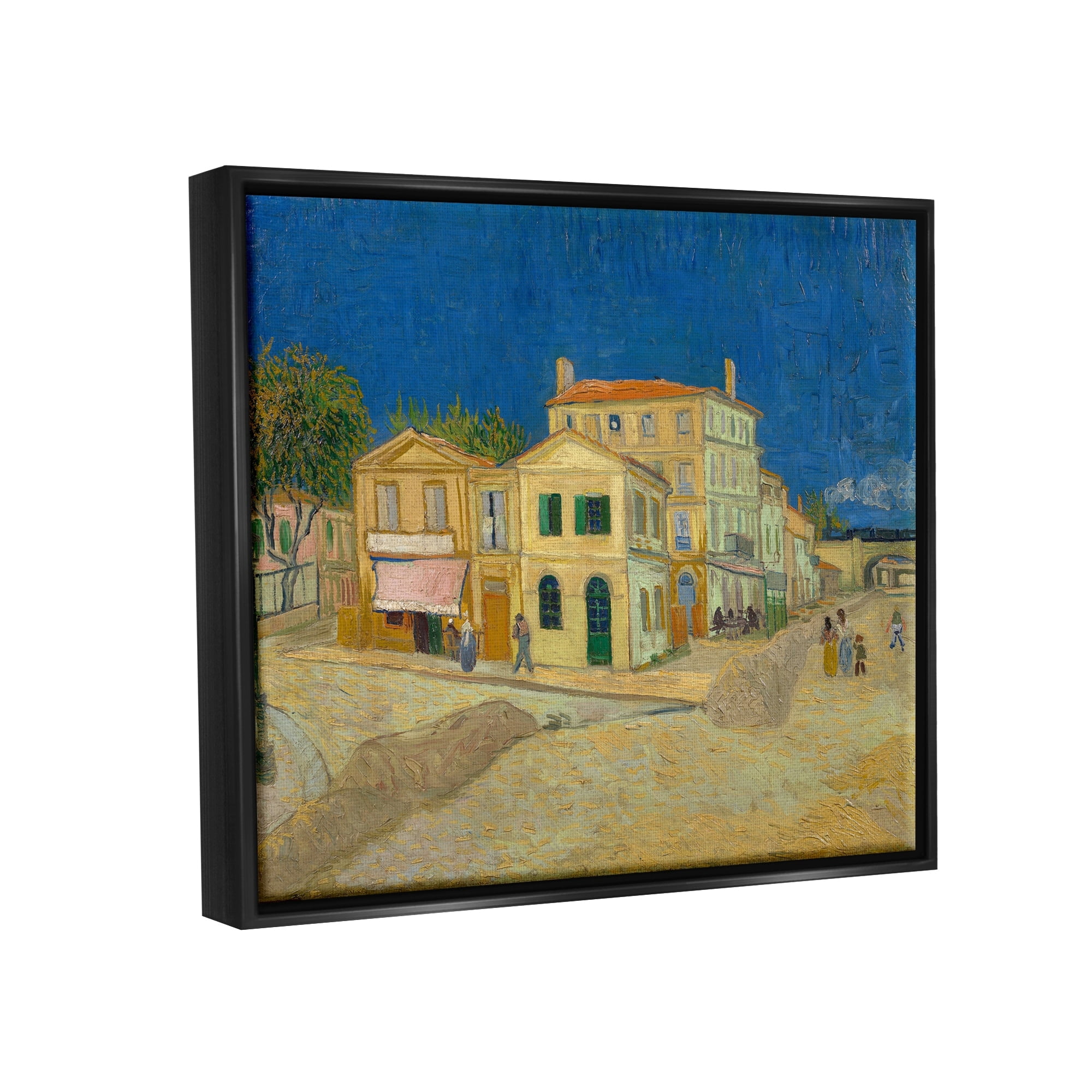 Stupell Industries The Yellow House Vinvent van Gogh Classic Painting Painting Jet Black Floating Framed Canvas Print Wall Art, Design by one1000paintings