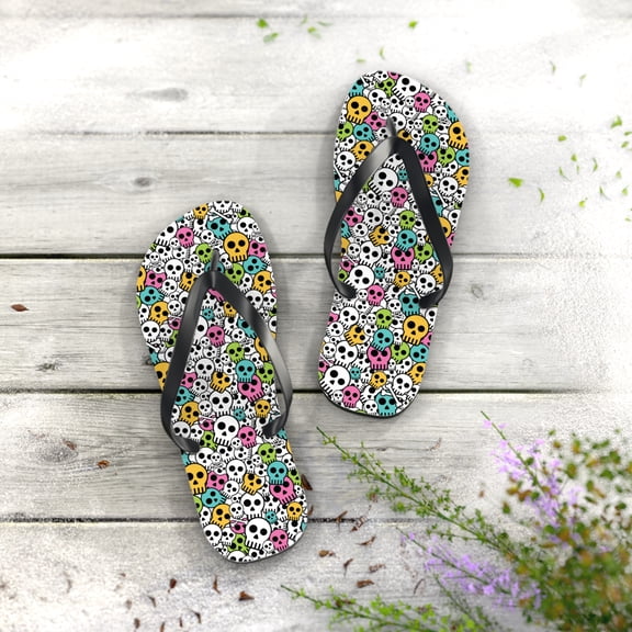 CUTE COLORFUL SKULLS SUMMER SANDLE DESIGN Flip Flops