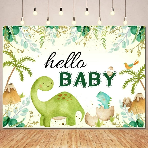 Dinosaur Baby Shower Backdrop for Boy Girl Baby Shower Decorations,Oh Baby Dinosaur Backdrops Sage Green Leaves Baby Shower Banner Photography Background Newborn Party Supplies Photo Booth Props