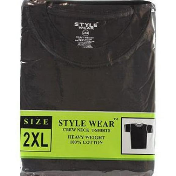 Style Wear T-Shirt - Round Neck Blk 2Xl - 1 count only