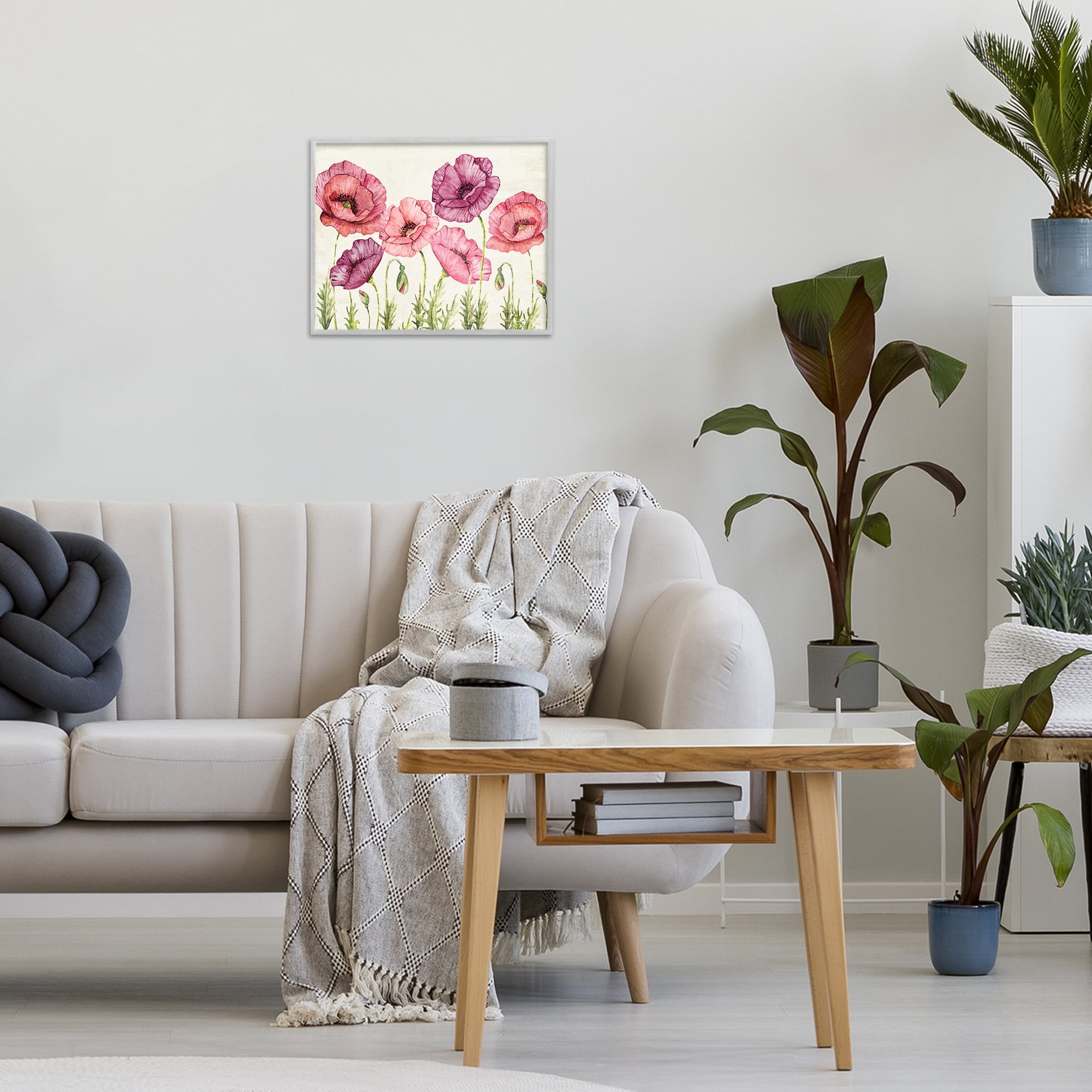 Stupell Industries Poppy Days Vintage Blooms Gray Framed Giclee Art, design by Kim Allen