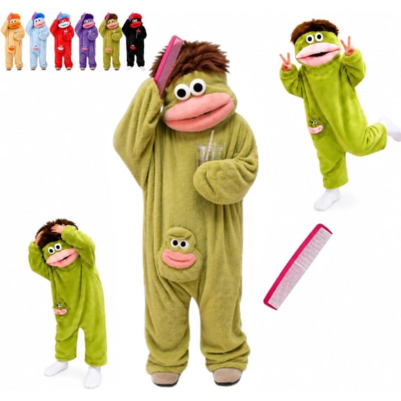 Silly Frog Onesie Adult,Big Mouth Monster Froggie Onesie Pajamas with Comb,Party,Sleepwear