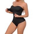 thumbnail image 4 of INSPIRE CHIC Women's Strapless Shapewear Front Hook Push Up Bodysuits Seamless Non Slip Silicone Bodyshaper with Removable Straps S Black, 4 of 5
