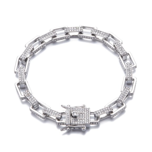 FEEL STYLE Hip Hop Icy Bling Bracelet for Men Women 5A Zircon Rolo Chain Jewelry