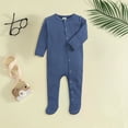 thumbnail image 2 of Karoyedx Newborn Baby Boy Clothes Newborn Baby Boys Cotton Romper Outfits Infant Long Sleeve One-Piece Toddler Button Jumpsuits Blue Size,0-3 Months, 2 of 4