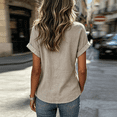 thumbnail image 5 of Linen-Blend Surplice Wrap Top for Women, Short Sleeve V-Neck Tie-Front Blouse with Rolled Cuffs - Lightweight Summer Casual Tunic Shirt Gray S, 5 of 5