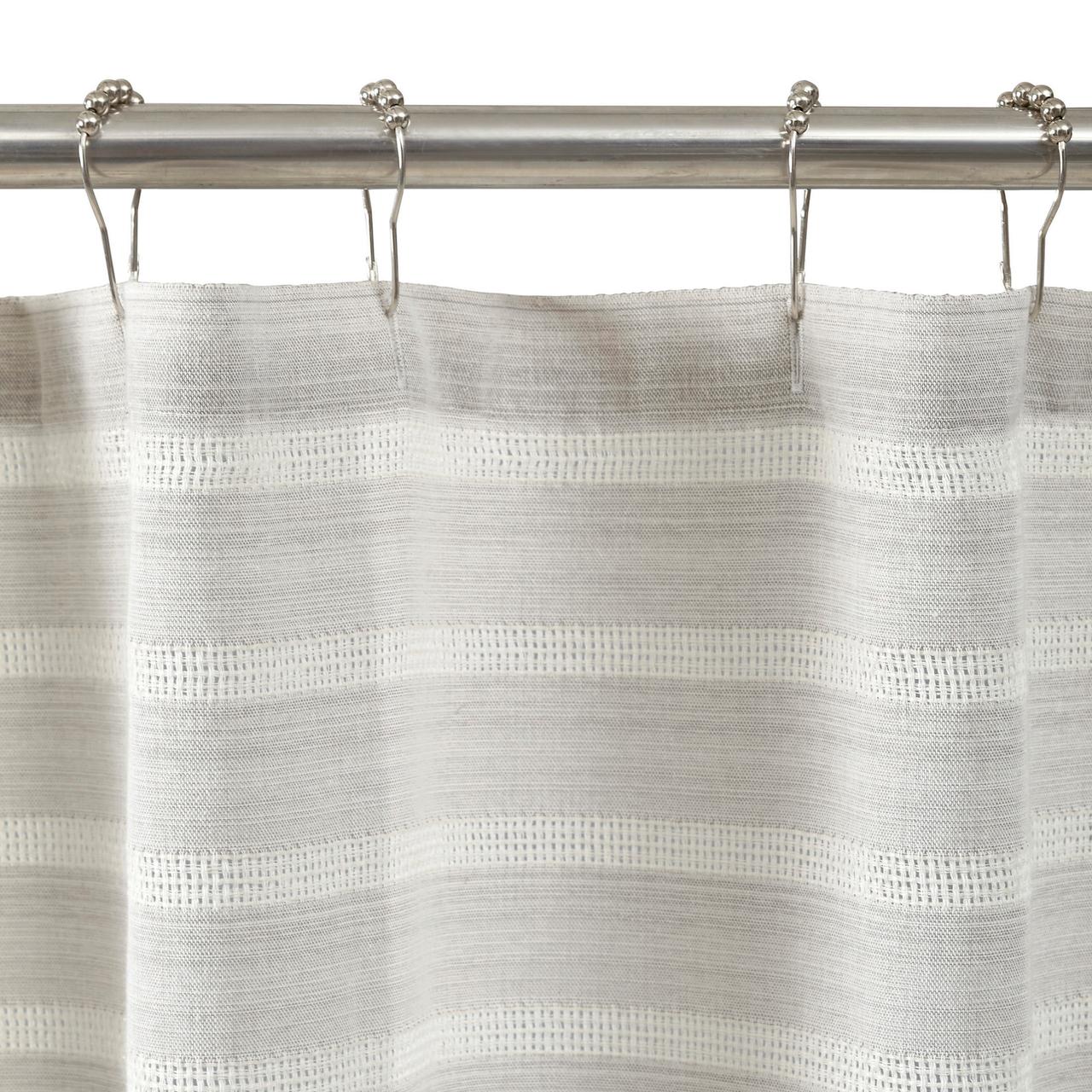 Better Homes & Gardens Basket Weave Stripe Poly Cotton Fabric Shower Curtain, 72" x 72", Gray