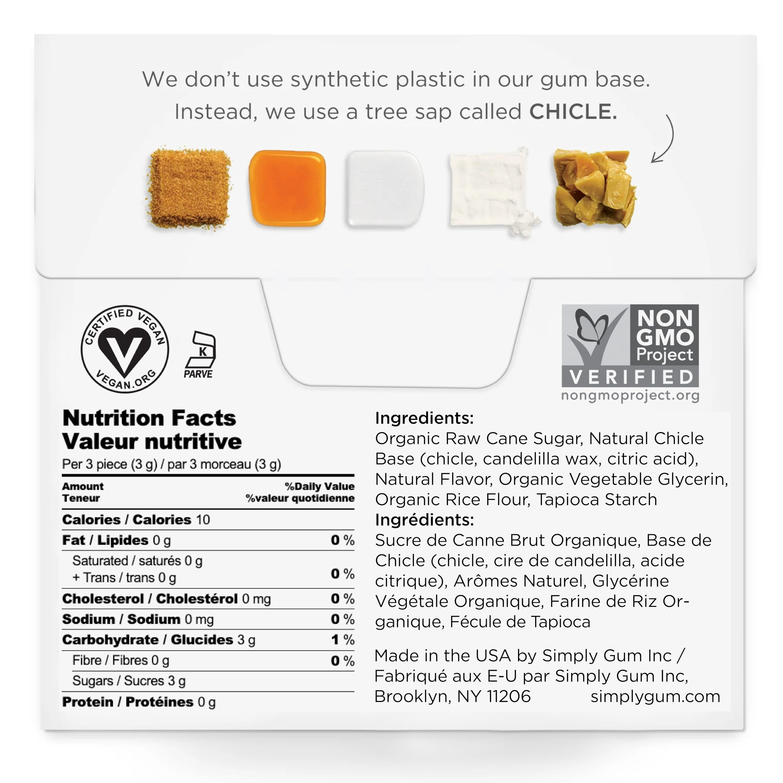 SIMPLY Gum | Maple MFF30 | Plant- Based Chewing Gum | Pack of Six (90 Pieces Total) | Synthetic Plastic Free + Aspartame Free + non GMO