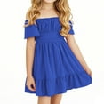 thumbnail image 5 of AUNVITO Girls Summer Tie Back Dress Back Bow Ruffle Sleeve Swing Hem Dress Party Princess Outfit, 5 of 9
