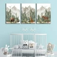 thumbnail image 3 of Woodland Nursery Wall Hieng Wild Animals Posters Pictures Foggy Forest Canvas Prints Adventure Theme Kids Wall Decor Watercolor Paintings for Children Boys Room Girls Room Framed, 3 of 6