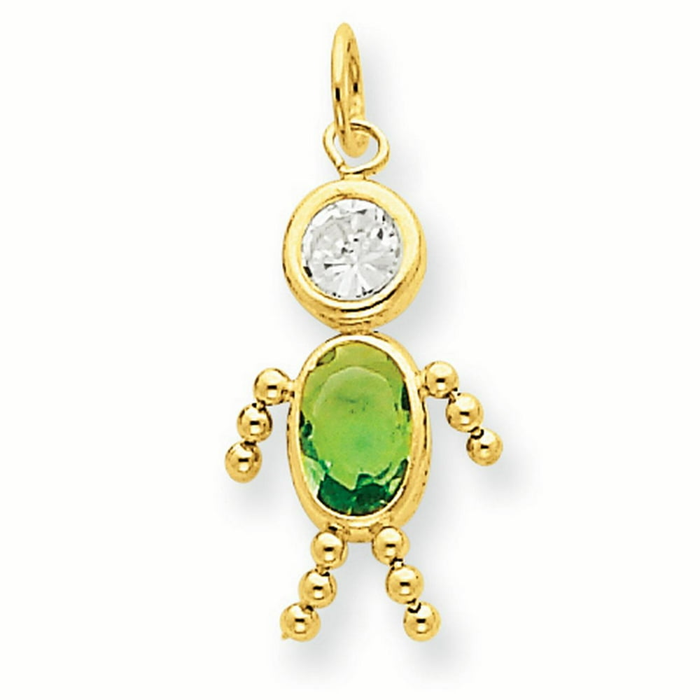 Pendant Gemstone 14K Yellow Gold Synthetic Peridot August Boy