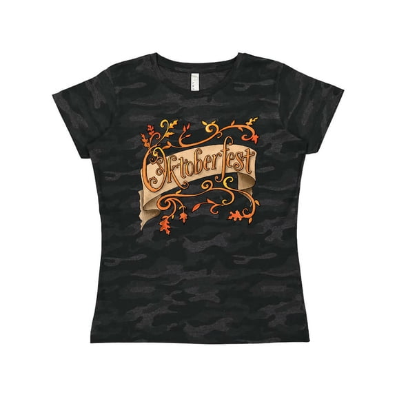 Inktastic Oktoberfest Banner with Orange Autumn Leaves Women's T-Shirt