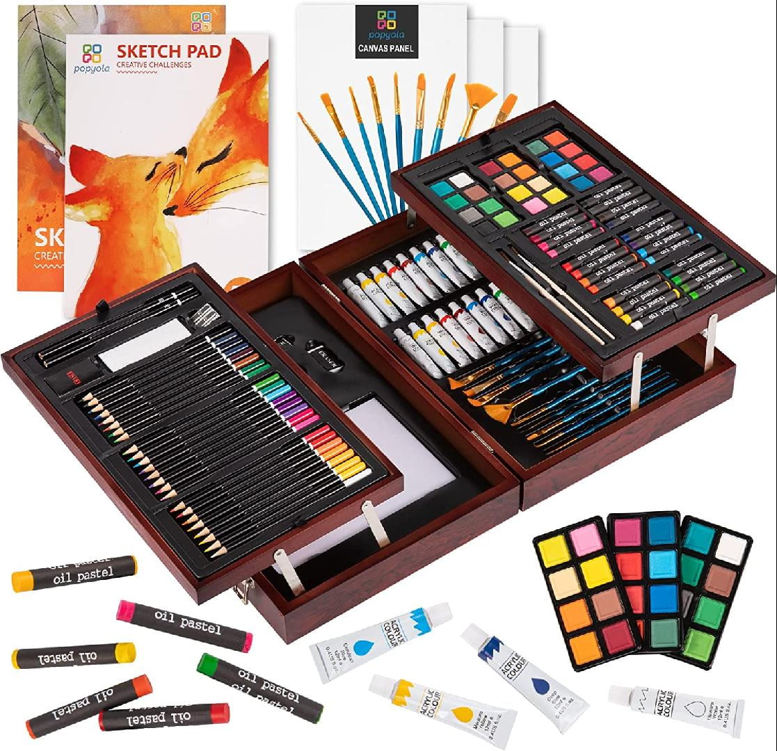 Tioucd 73 Pcs Drawing Kit – Professional Art Supplies Drawing Set with  Graphite, Charcoal, Colored Watercolor, Metallic Pencils, Sketchbook for