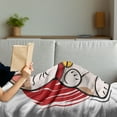 thumbnail image 3 of Japanese Cat Soft Flannel Fleece Throw Blanket, Cheerful Luck Cat with Cool Background, Cozy Plush for Indoor and Outdoor Use, 70" x 90", Vermilion Cocoa, by Ambesonne, 3 of 5