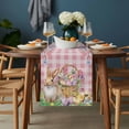thumbnail image 2 of Happy Easter Table Runner - 70 Inch Long, Kitchen Dining Table Runner Dresser Scarves, Spring Easter Eggs Bunny Floral Pink Plaid Farmhouse Decor for Coffee Tables Wedding Party Banquet, 2 of 8