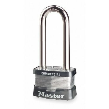 Master Lock 5LJ Padlock: Lam. Steel, Keyed Different, 2" Wide 3/8" Shackle Diam