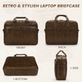 thumbnail image 6 of RAINSMORE Messenger Bag for Men 16 Inch Laptop Bag Leather Briefcase Vintage Crossbody Shoulder Office Computer Bag Retro College Satchel Bag for Work, Business, Brown, 6 of 8