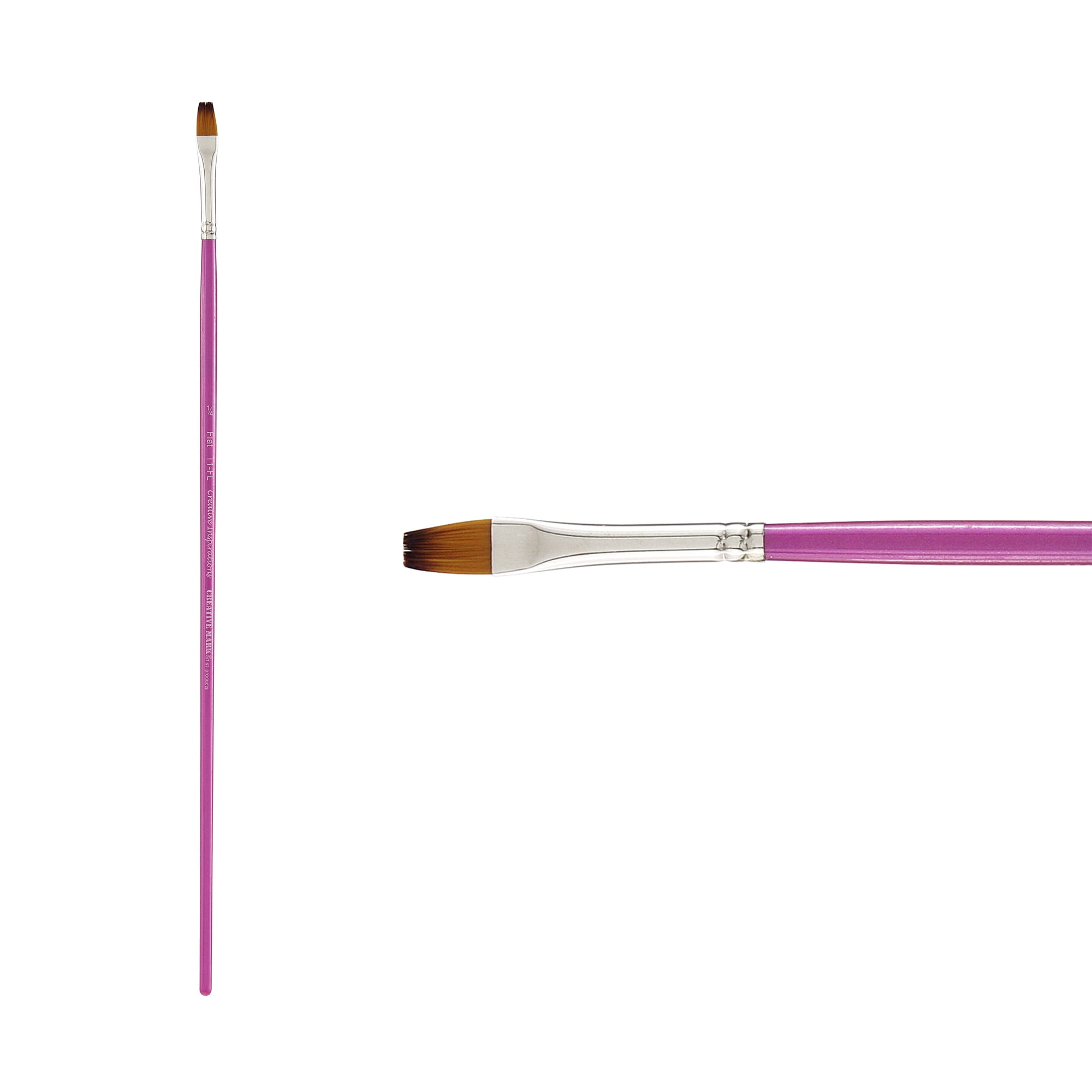 Creative Inspirations Dura-Handle Artist Paint Brush Long Solid Resin Handle Resists Chips & Cracks - Size Flat 1/2"