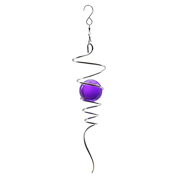 Maoww Wind Spinner Living Room Crystal Ball Spiral Wind Chime Bedroom Stainless Steel Hanging Decor, Purple