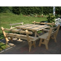 43" x 96" Treated Pine Wide Picnic Table with 4 Backed Benches